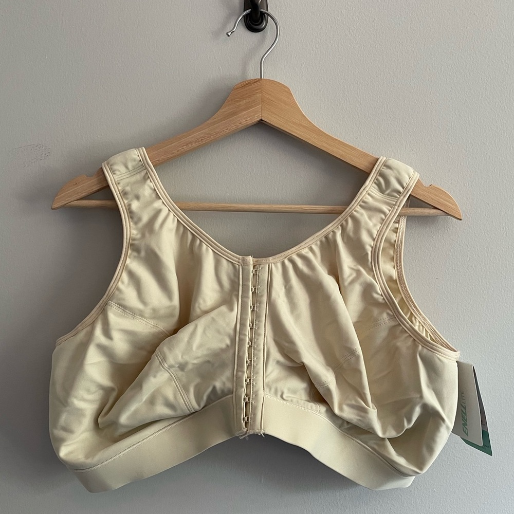 Enell Beige Full Coverage Front Closure Sports Bra NWT